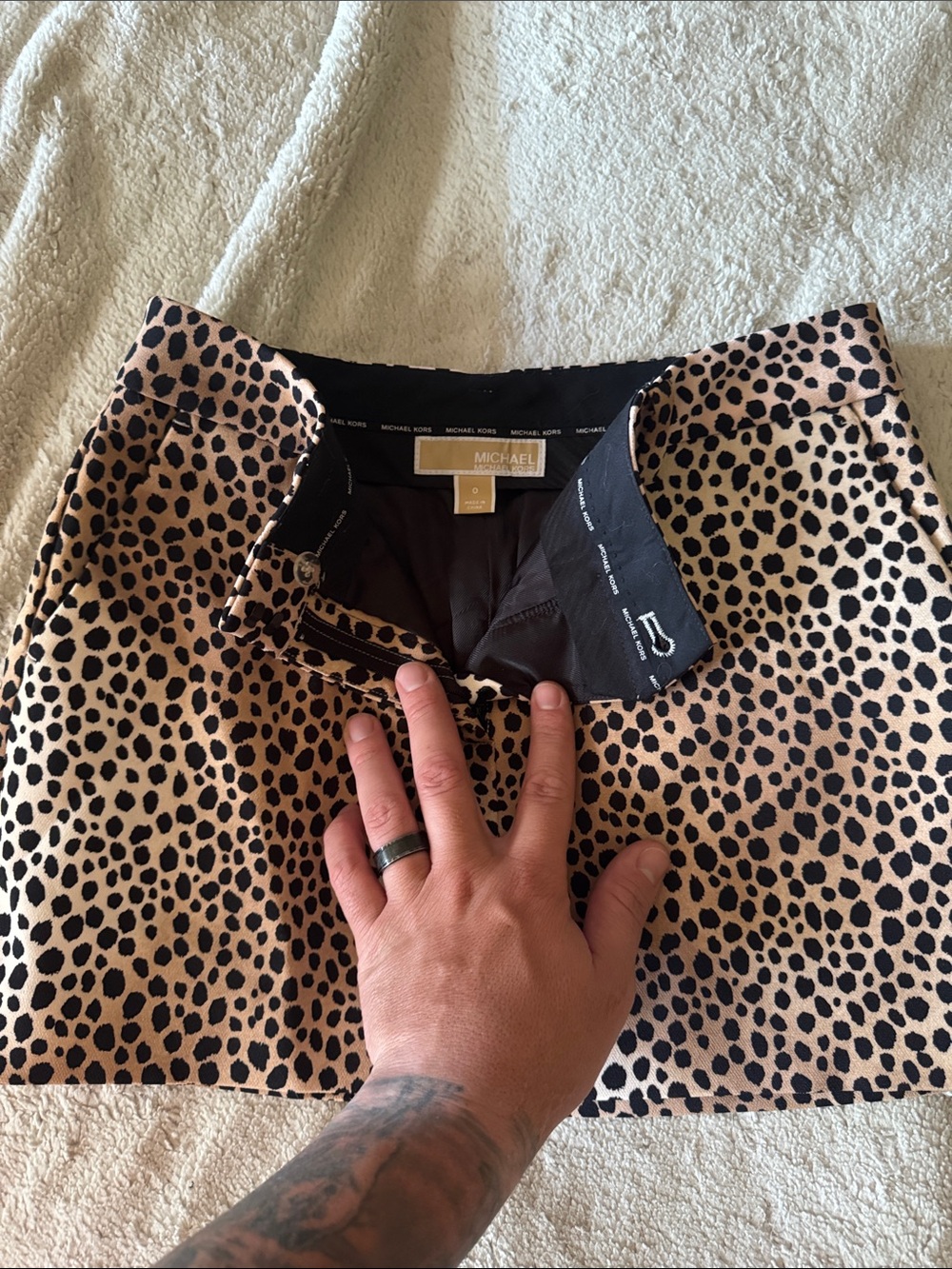 Michael Kors Tan and Black Leopard-Print Mini Skirt